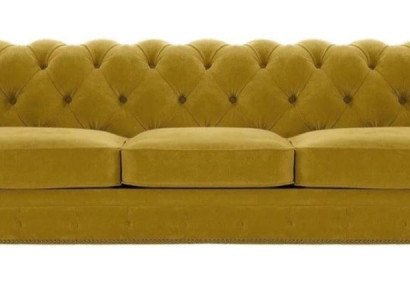 Luxus Gelb Chesterfield Samt Dreisitzer Polster Möbel Hotel Wohnzimmer Praxis